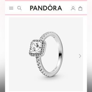 Pandora Square Sparkle Halo Ring